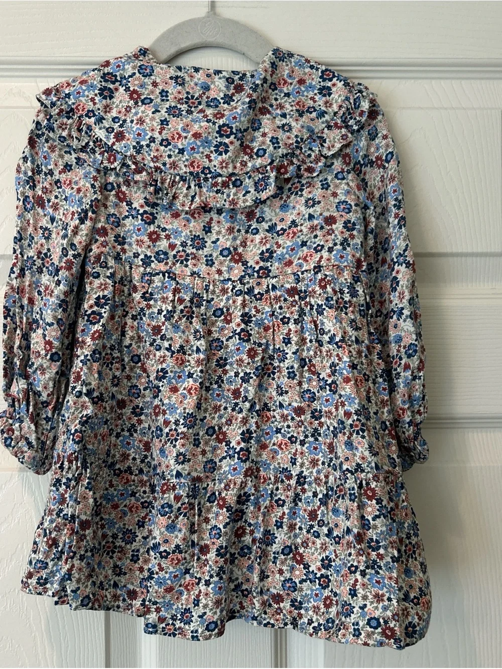 Zara Floral Button-Front Dress in Blue, Rust, Cream